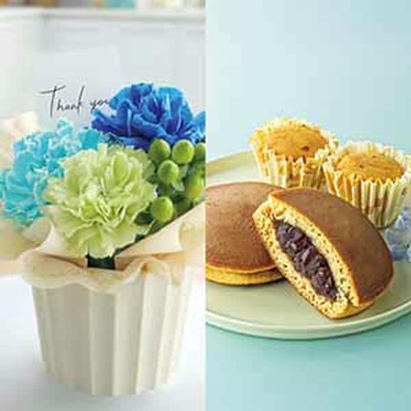 竹中庭園緑化 父の日カーネーションアレンジ＋甘美 どら焼き＆スイートポテト【父の日】