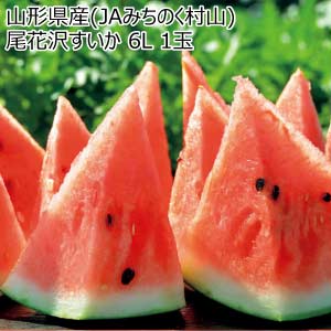 山形県産(JAみちのく村山) 尾花沢すいか 6L 1玉(お届け期間：7/15〜8/10)【夏の贈りもの・お中元】