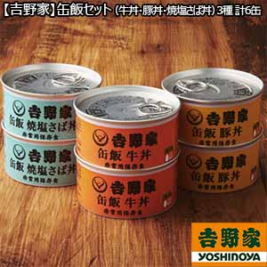 【吉野家】缶飯セット（牛丼・豚丼・焼塩さば丼）3種 計6缶 （L5622） 【サクワ】