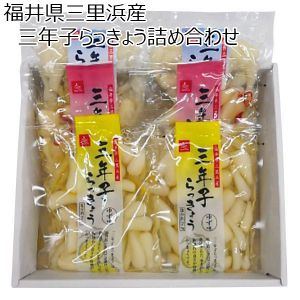 福井県三里浜産　三年子らっきょう詰め合わせ(ピリ辛、ゆず、塩各2P)【お届け期間:6/11〜8/25】【ふるさとの味・北陸信越】