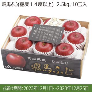 青森県産JA相馬村 りんご（飛馬ふじ）糖度14度以上　 2.5kg 10玉入り【ふるさとの味・南関東】