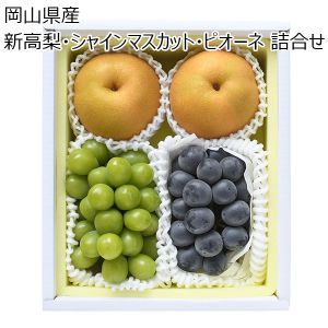 岡山県産 新高梨・シャインマスカット・ピオーネ 詰合せ 梨2個（計１ｋｇ）、シャインマスカット1房(600g)、ピオーネ1房(500g)【お届け期間：10月3日〜10月20日】【ふるさとの味・中四国】