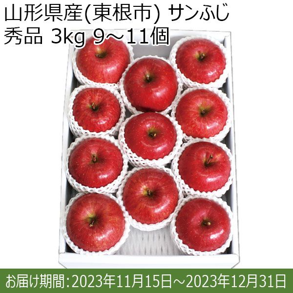 山形県産(東根市) サンふじ 秀品 3kg 9〜11個【限定100点】【お届け期間:11/15(水)〜12/31(日)】【ふるさとの味・南関東】