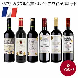 トリプル＆ダブル金賞ボルドー赤ワイン６本セット【おいしいお取り寄せ】