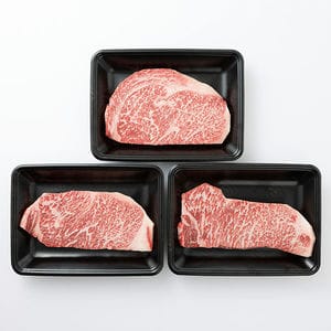 3大銘柄牛(松阪牛、神戸牛、米沢牛)ロースステーキ用食べ比べセット 600g
