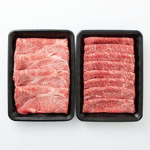 山形県産 米沢牛すきやき用食べ比べセット(かたロース、もも) 600g