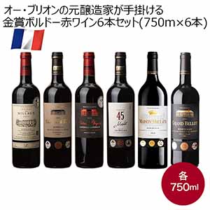 フランス産 オー・ブリオンの元醸造家が手掛ける金賞ボルドー赤ワイン6本セット(750m×6本)【Ａセレクション2月】