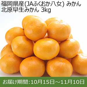 福岡県産(JAふくおか八女) みかん 北原早生みかん 3kg【お届け期間：10月15日〜11月10日】【イオンカード会員限定10月】