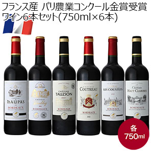 フランス産 パリ農業コンクール金賞受賞ワイン6本セット(750ml×6本)【イオンカード会員限定10月】