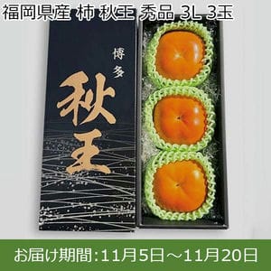 福岡県産 柿 秋王 秀品 3L 3玉【限定100点】【お届け期間：11月5日〜11月20日】【おいしいお取り寄せ】