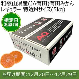 和歌山県産(JA有田)有田みかん レギュラー 特選Mサイズ(5kg)[糖度11.5以上]指定日お届け可【限定100点】【おいしいお取り寄せ】