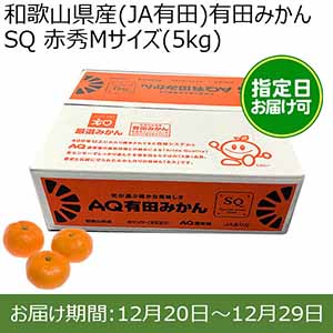 和歌山県産(JA有田)有田みかん SQ 赤秀Mサイズ(5kg)[糖度12.0以上]指定日お届け可【限定100点】【おいしいお取り寄せ】