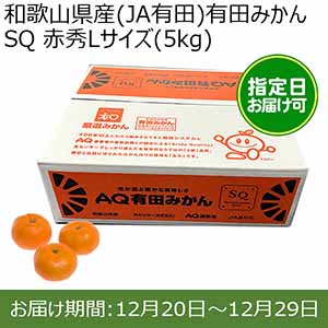 和歌山県産(JA有田)有田みかん SQ 赤秀Lサイズ(5kg)[糖度12.0以上]指定日お届け可【限定100点】【おいしいお取り寄せ】