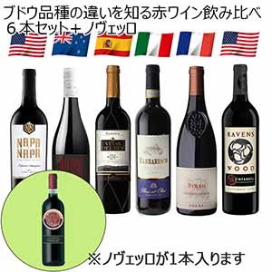 ブドウ品種の違いを知る赤ワイン飲み比べ６本セット＋イタリア新酒コッリエウガネイ ノヴェッロ2024付き(各750ml)【おいしいお取り寄せ】