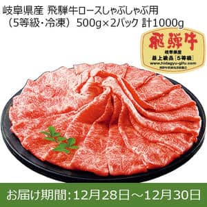 岐阜県産 飛騨牛ロースしゃぶしゃぶ用(5等級・冷凍)500g×2パック 計1000g 【限定50点】【お届け期間：12/28(土)〜12/30(月)】【年末年始ごちそう特集】【ふるさとの味・東海】