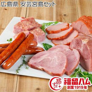 広島県 安芸宮島セット(肩ロース420g、パストラミハム190g、あらびきウインナー110g、焼豚190g)【ふるさとの味・中四国】