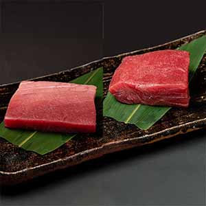 旬とごちそうコース「お肉・海鮮・果物」　国産 天然本まぐろ柵  中トロ・赤身各150g