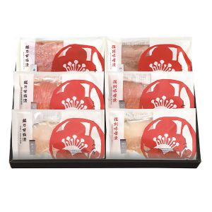 新潟小川屋 味くらべ 越乃甘粕漬さけ×1(チリ産)・赤魚×1(アメリカ産)・銀だら×1(カナダ産)、復刻味噌漬さけ×1(チリ産)・ほっけ×1(アメリカ産) 他【夏の贈りもの・お中元】【KN】