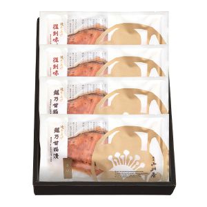 新潟小川屋 焼き上げ味くらべ 焼き上げ越乃甘粕漬さけ×2(チリ産)、焼き上げ復刻味噌漬さけ×2(チリ産)「お届け期間5/26-8/25」【夏の贈りもの・お中元】【KN】