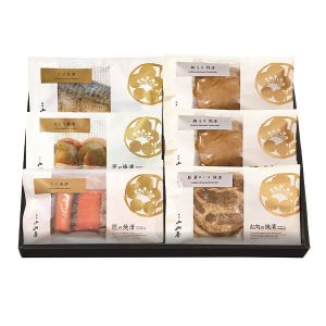 新潟小川屋 お肉とお魚の焼漬詰合せ 匠の焼漬さけ×1(チリ産)・ほたて×1(北海道産)・お肉の焼漬豚肩ロース×1(国産)・鶏もも×2(国産))他【夏の贈りもの・お中元】【KN】