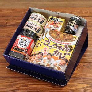 新潟県 能水商店 にいがたご飯のお供セットごっつぁんカレー中辛(180g入×3個)、甘えび醤油味付け海苔×(56枚入×1個)、他「お届け期間5/26-8/25」【夏の贈りもの・お中元】【KN】