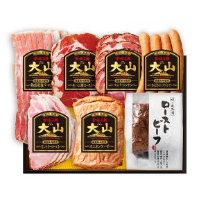 鳥取大山ハム大山ハム詰合せCN-16熟成乾塩ベーコン・生ハム(肩ロース)・ペッパーシンケン・あらびきポークウインナー・カントリーロースト・オニオンケーゼ・ローストビーフ【夏の贈りもの・お中元】【NN】