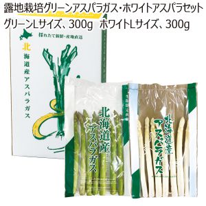 北海道産 露地栽培グリーンアスパラガス・ホワイトアスパラセット グリーンLサイズ300g ホワイトLサイズ300g 【お届け期間:5/20(火)〜6/15(日)】【MK】