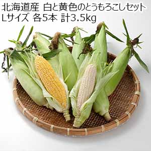 北海道産 白と黄色のとうもろこしセット Lサイズ 各5本 計3.5kg【お届け期間：8月20日〜9月10日】【北海道フェア】【おいしいお取り寄せ】
