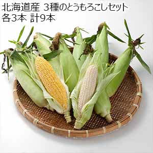 北海道産 3種のとうもろこしセット 各3本 計9本【お届け期間：8月20日〜9月10日】【北海道フェア】【おいしいお取り寄せ】