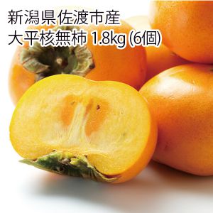 新潟県佐渡市産(JA佐渡羽茂地区)大平核無柿6個1.8kg 6個【お届け期間】2025/11/21‐2025/12/5【KN】