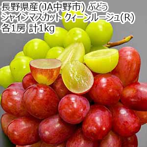 長野県産(JA中野市) ぶどう シャインマスカット クイーンルージュ(R) 各1房 計1kg【お届け期間：10月2日〜10月31日】【秋の大収穫祭】