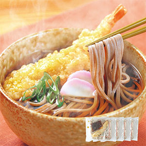 ふみこ農園 海老天そば4食 (1食分：冷凍そば180g、えび天、ねぎ、かまぼこ、濃縮だし)【お届け期間：12月26日〜12月30日】【年末年始ごちそう特集】