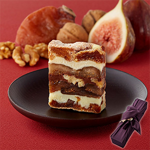 一善や 干柿と胡桃と無花果のミルフィーユ 6個入り(風呂敷包あり:古代紫) 1箱【年間ギフト】