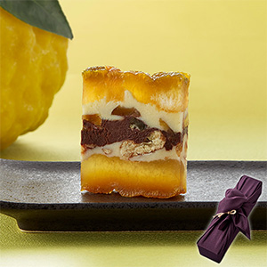 一善や 獅子柚子のミルフィーユ 6個入り(風呂敷包(風呂敷包あり:古代紫) 1箱【年間ギフト】