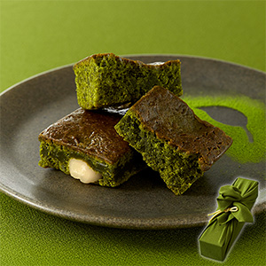 一善や お濃茶ブラウニー 5個入り(風呂敷包あり:抹茶色) 1箱【年間ギフト】