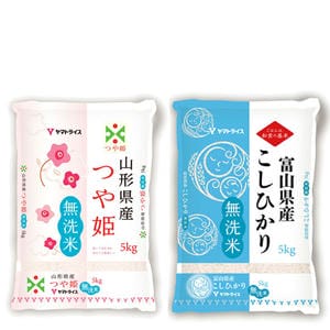 【令和7年産】【無洗米】大和産業 新米無洗米食べ比べセット(山形県産無洗米つや姫 5kg・富山県産無洗米コシヒカリ 5kg)【お買い得セール12月】【CB】