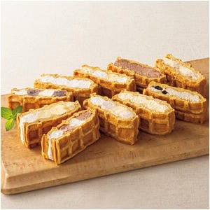 愛媛 ワッフルアトリエムエル ふんわりやわらかい和三盆ワッフル10個入 イチゴミルク、チョコバナナ、ガナッシュ、プレーン、ロワイヤルシャンティー、モンブラン、スイートポテト、あずき、他【NN】