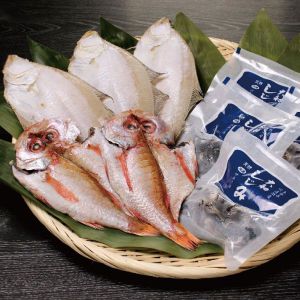 鳥取 鷦鷯屋 一夜干としじみ詰合せA えてかれい3枚(山陰沖産)、のどぐろ2枚(山陰沖産)、大和しじみ60g(冷凍1人前)×4袋(宍道湖産、砂抜き済)【NN】