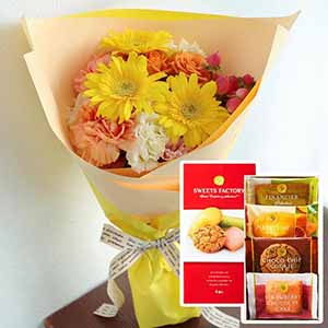 そよはなブーケ(イエロー)お菓子セット【花】【年間ギフト】