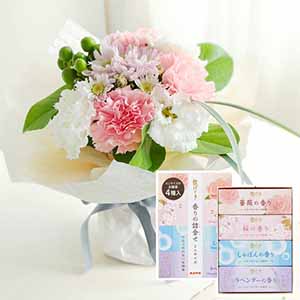 お供えスタンディングブーケ「ももいろ」お線香付き【花】【年間ギフト】