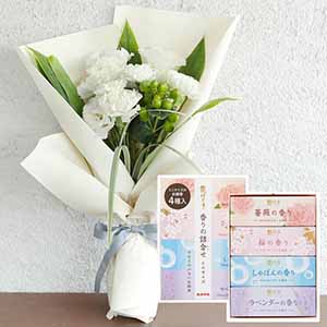 お供え花束「そらね」(ホワイト)お線香付き【花】【年間ギフト】