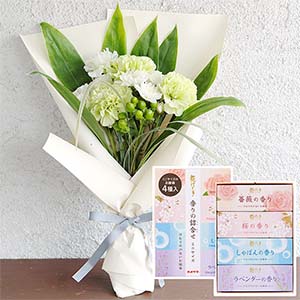 お供え花束「そらね」(グリーン)お線香付き【花】【年間ギフト】