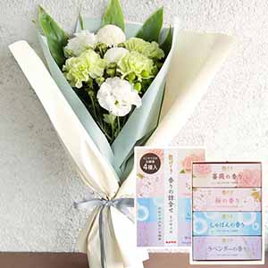 お供え花束「おもいびより」(グリーン)お線香付き【花】【年間ギフト】
