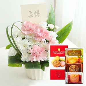 お供えアレンジ「清花」(ピンク)お菓子セット【花】【年間ギフト】