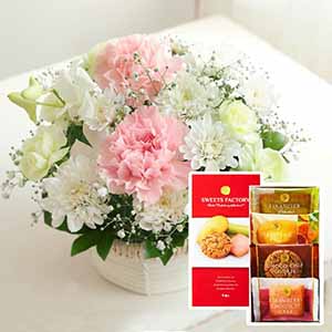 お供えアレンジ「ピンクシンフォニー」お菓子セット【花】【年間ギフト】
