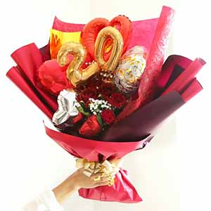 バルーンブーケ「20」(レッド)【花】【年間ギフト】