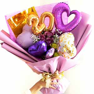 バルーンブーケ「20」(パープル)【花】【年間ギフト】