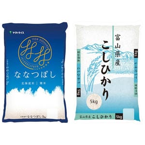 【令和7年産】【精米】ヤマトライス 人気銘柄食べ比べセット(北海道産ななつぼし5kg・富山県産コシヒカリ5kg)【CB】