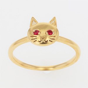 [10号]K18YG ルビーネコリング【限定10点】 (お届け期間：5月7日〜5月10日)【母の日】