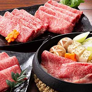旬とごちそうコース「プレミアム」　松阪牛・米沢牛ロースすきやき用計600g[MZS2P]